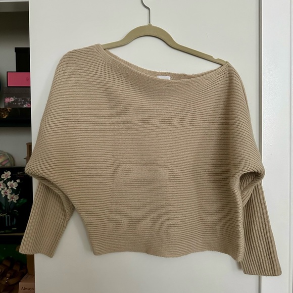 Princess Polly Sweaters - Princess Polly Beige Off the Shoulder Sweater